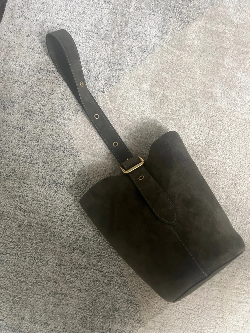 Coach Suede Bleecker Bucket Shoulder Bag in Dark Olive